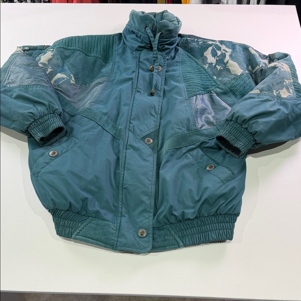 Vintage Izzi Outerwear Women's Teal Bomber Jacket